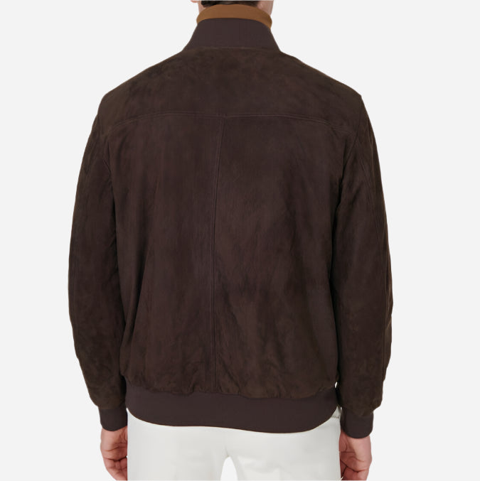 Loro Piana Brown Suede Ivy Bomber Jacket