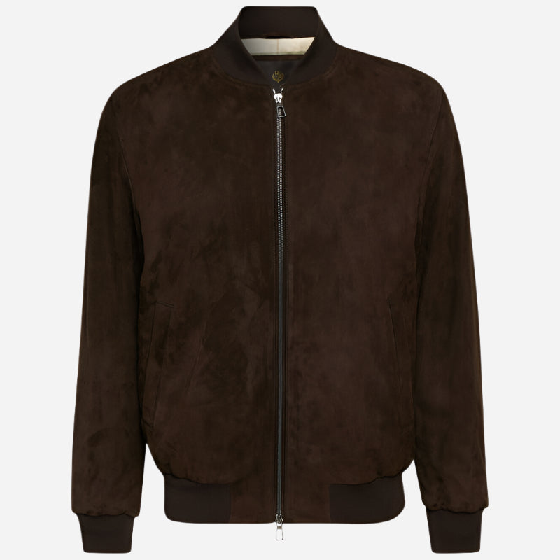 Loro Piana Brown Suede Ivy Bomber Jacket