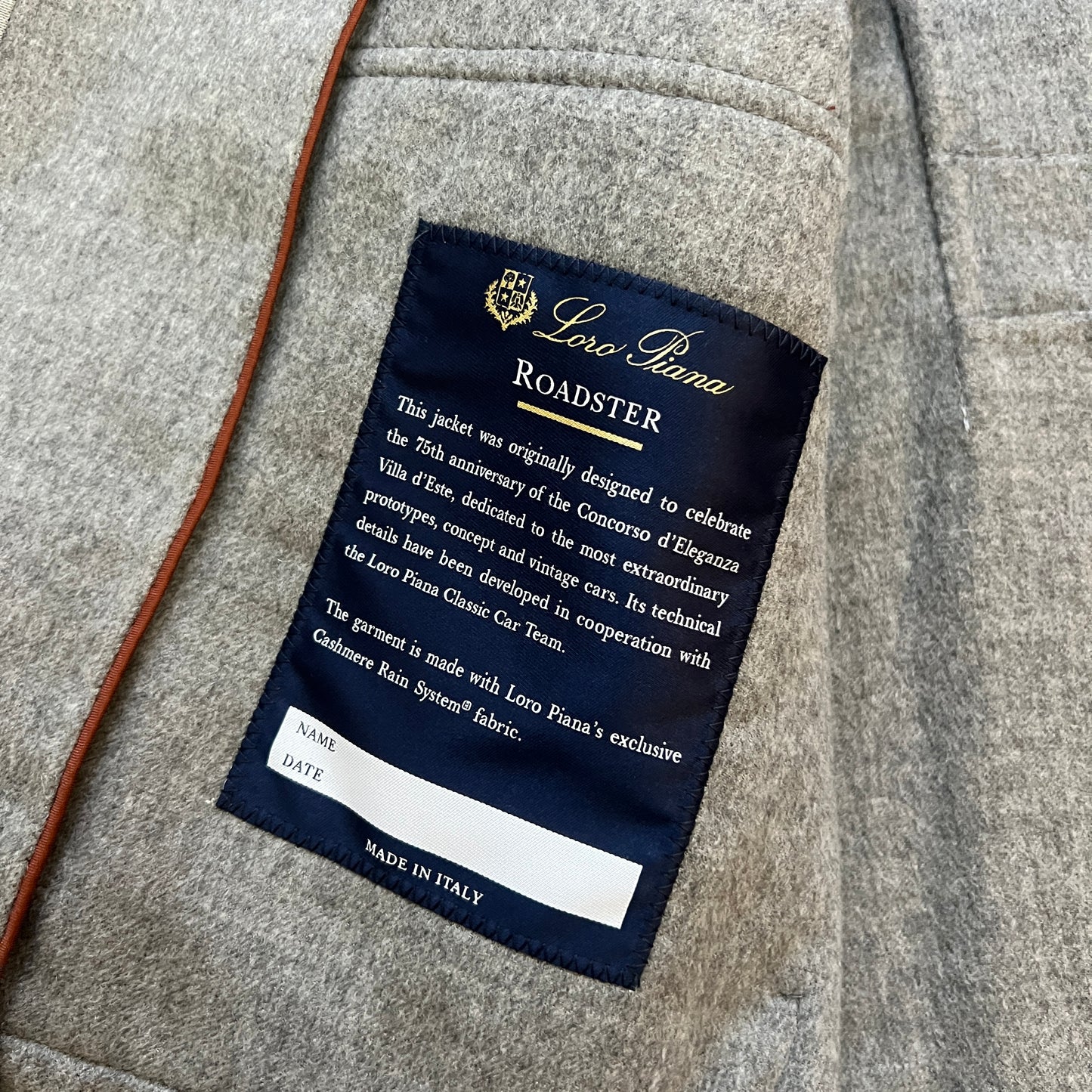 Loro Piana Cashmere Jersey Roadster Coat