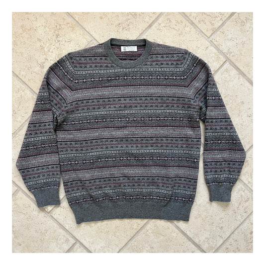 Brunello Cucinelli Fair Isle Cashmere Crewneck Sweater