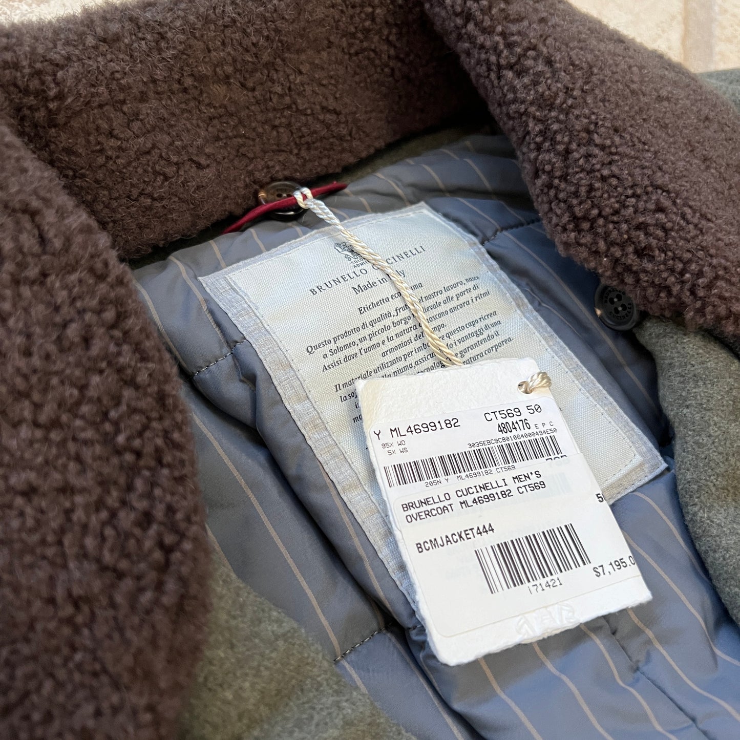 Brunello Cucinelli Shearling Wool Overcoat