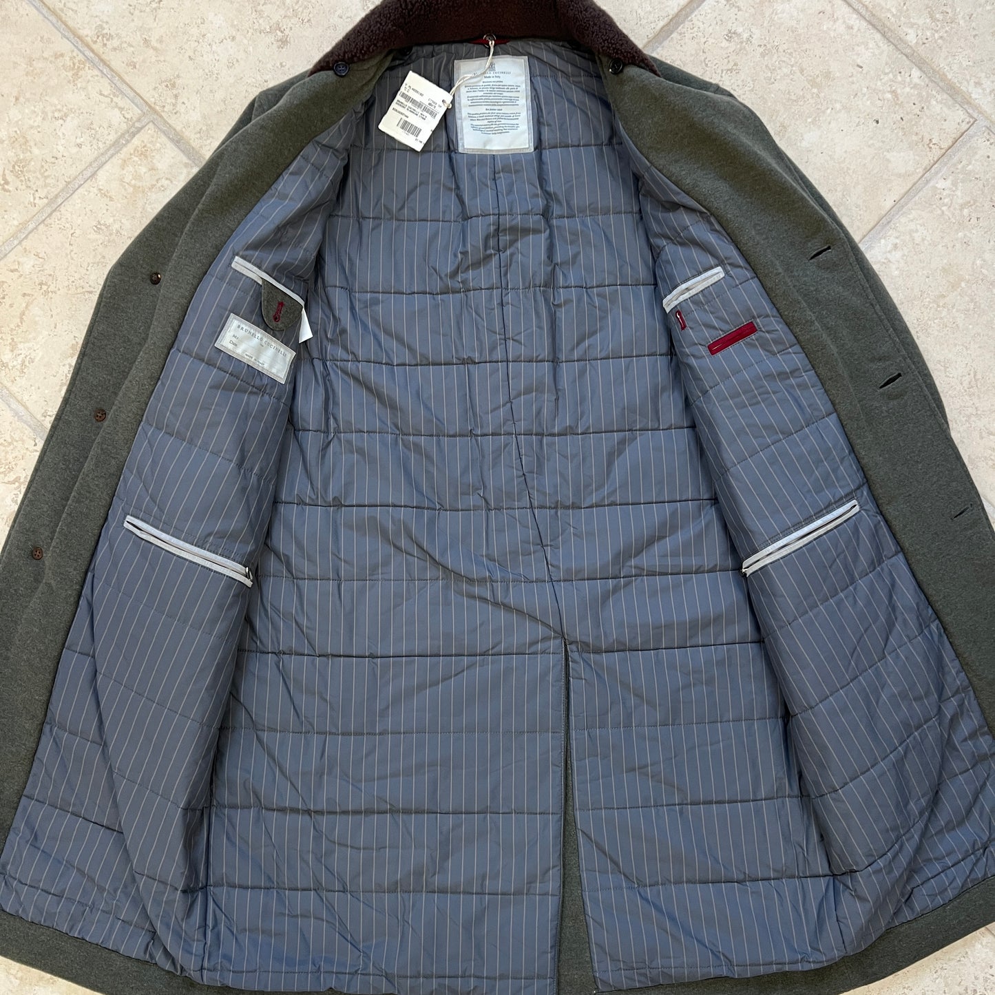 Brunello Cucinelli Shearling Wool Overcoat