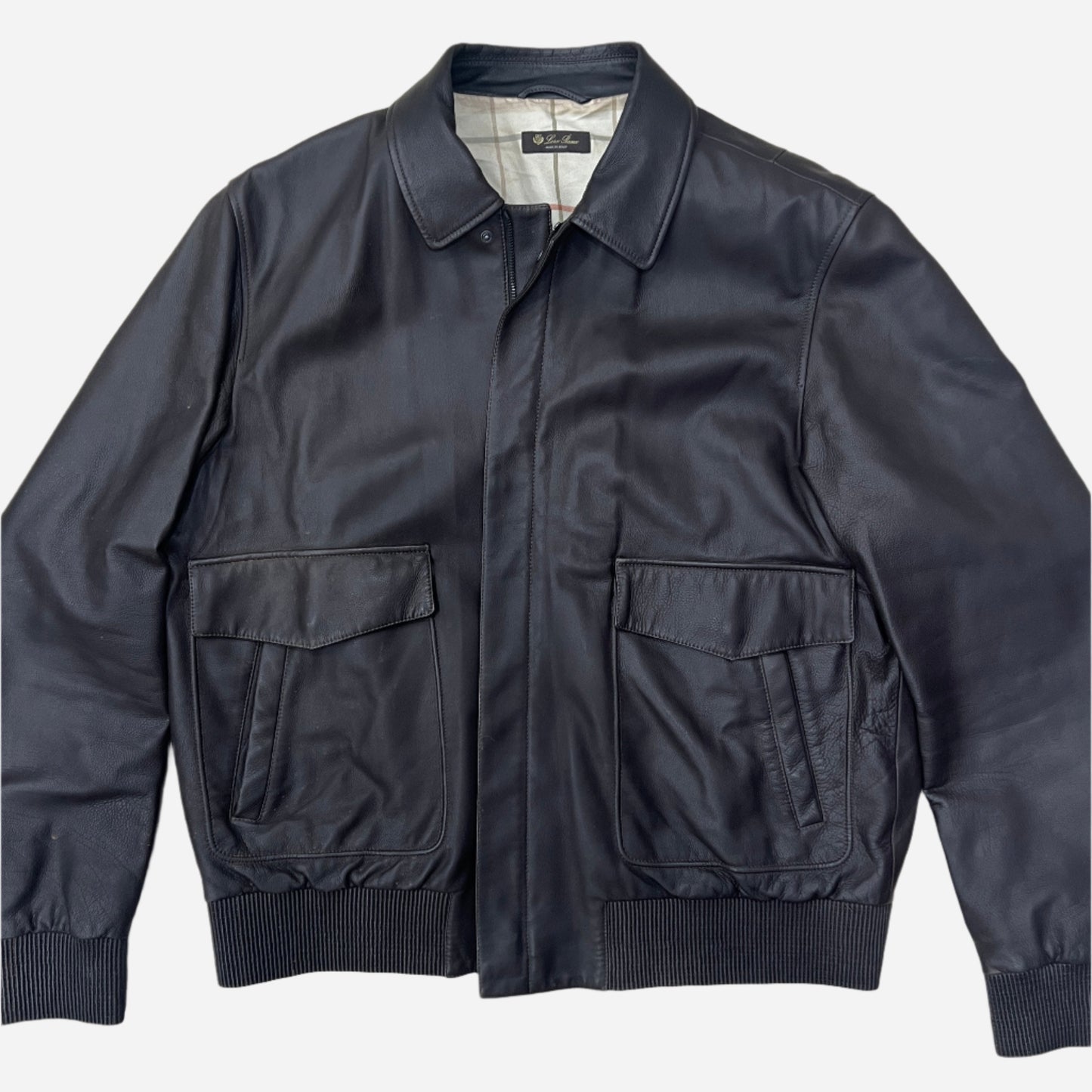 Loro Piana Calfskin Leather Bomber Jacket