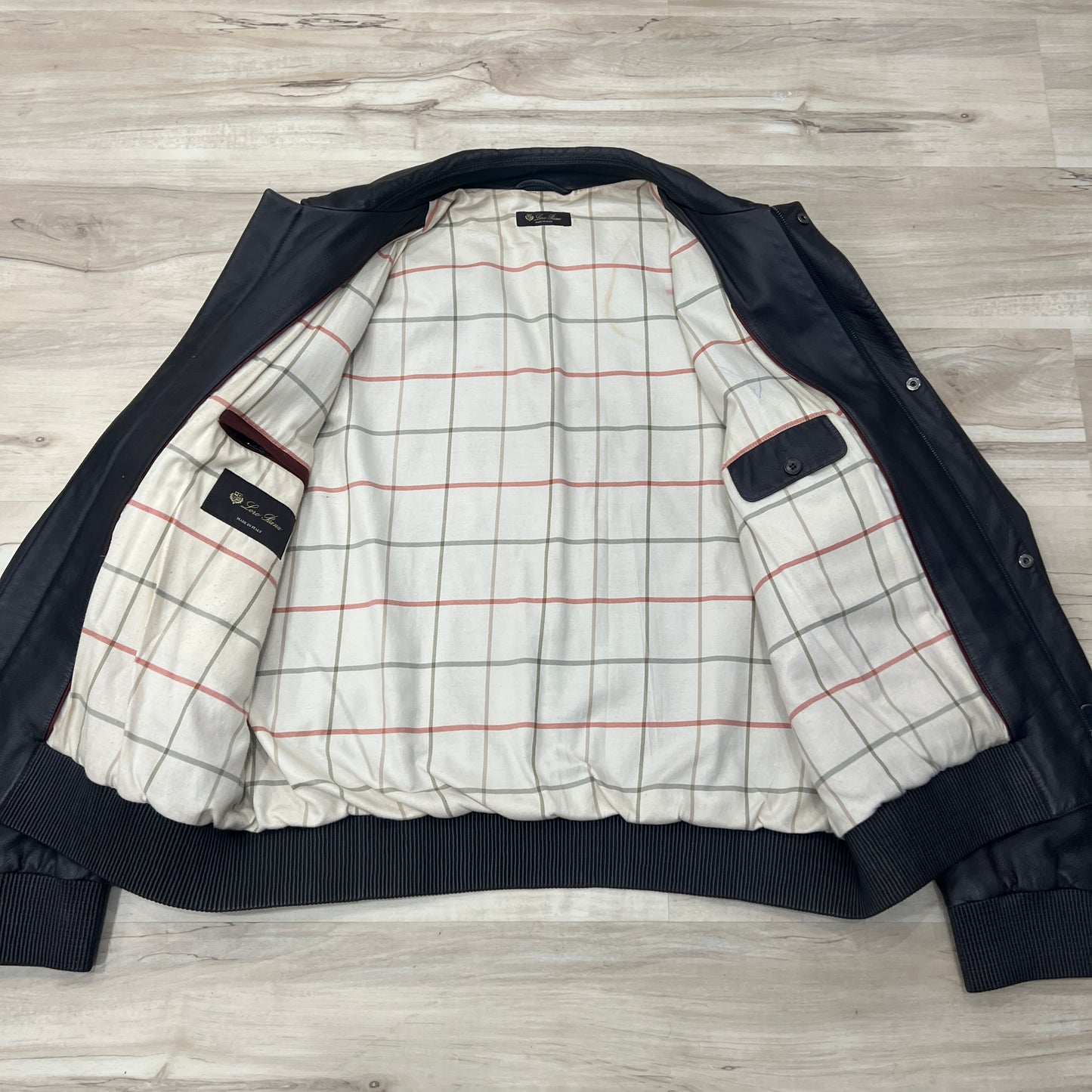 Loro Piana Calfskin Leather Bomber Jacket