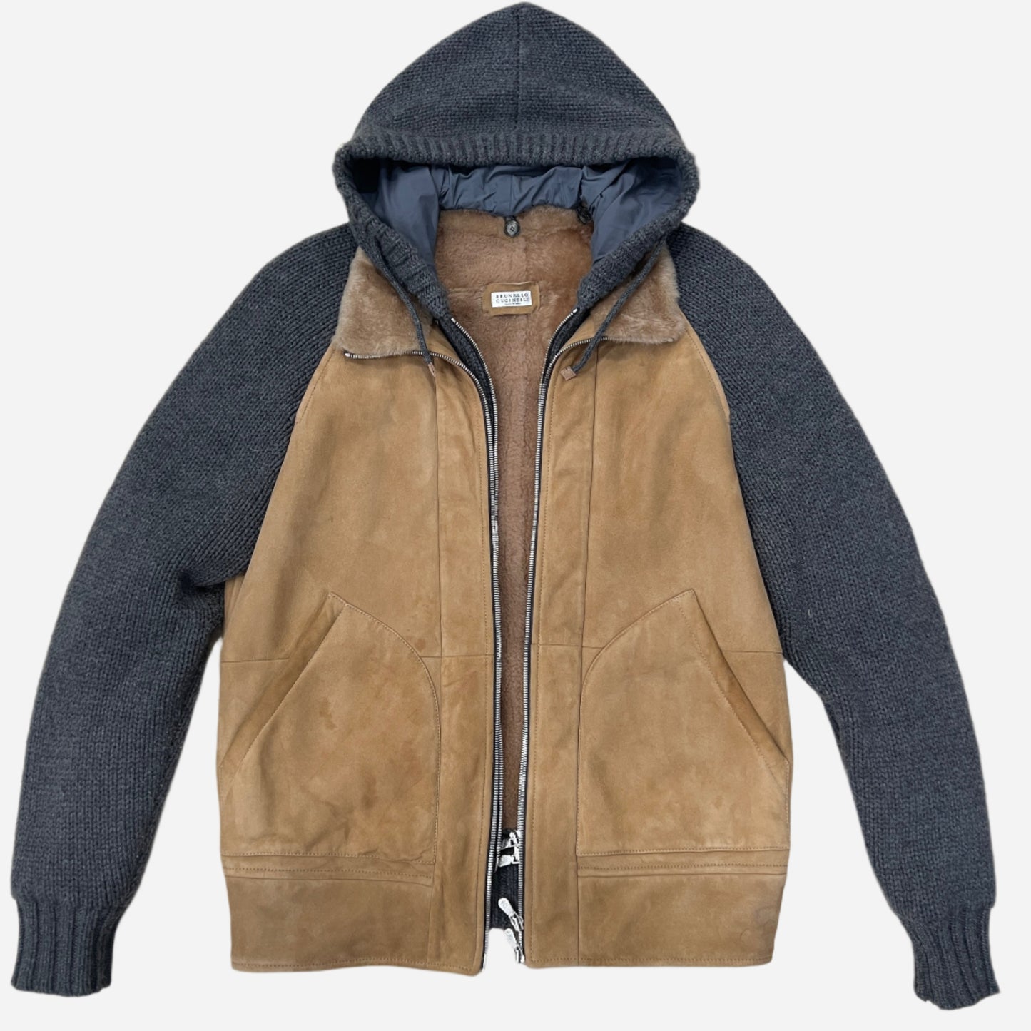Brunello Cucinelli Shearling Cashmere Hooded Jacket