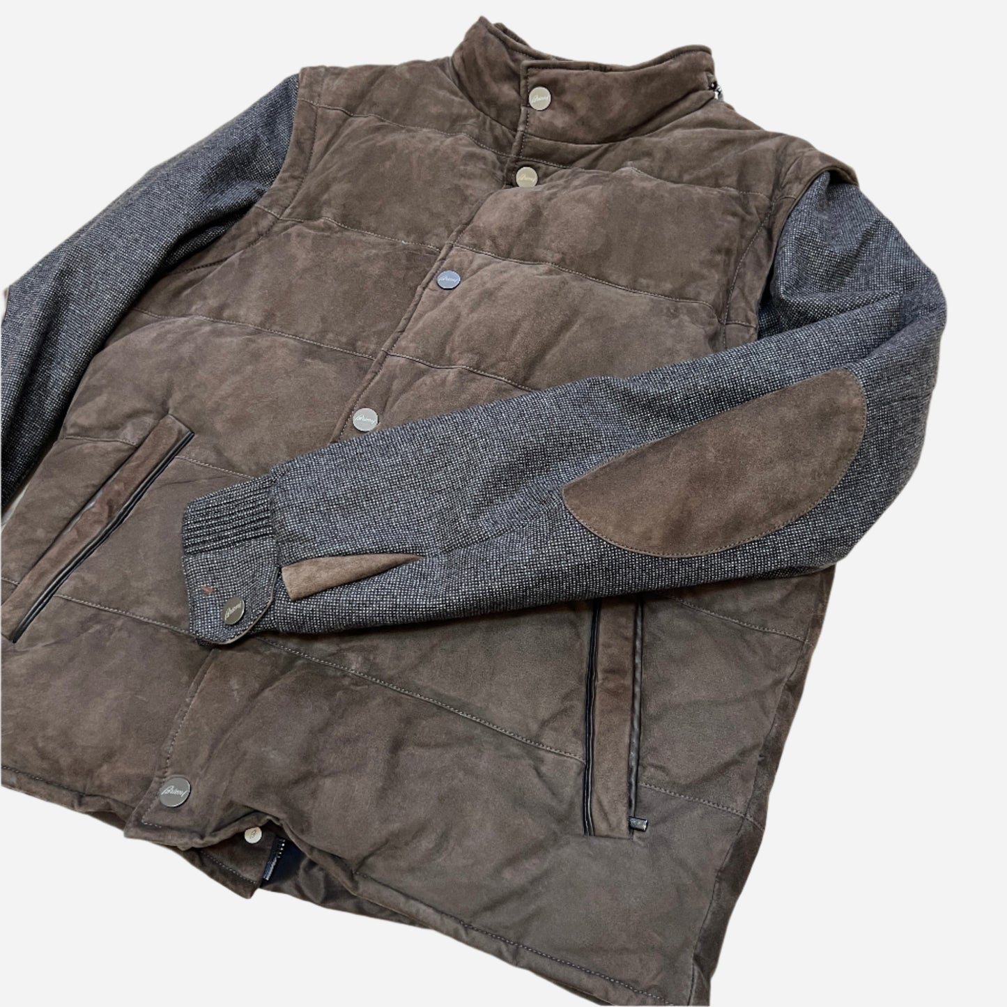 Brioni Suede Cashmere Down Jacket 2-in-1