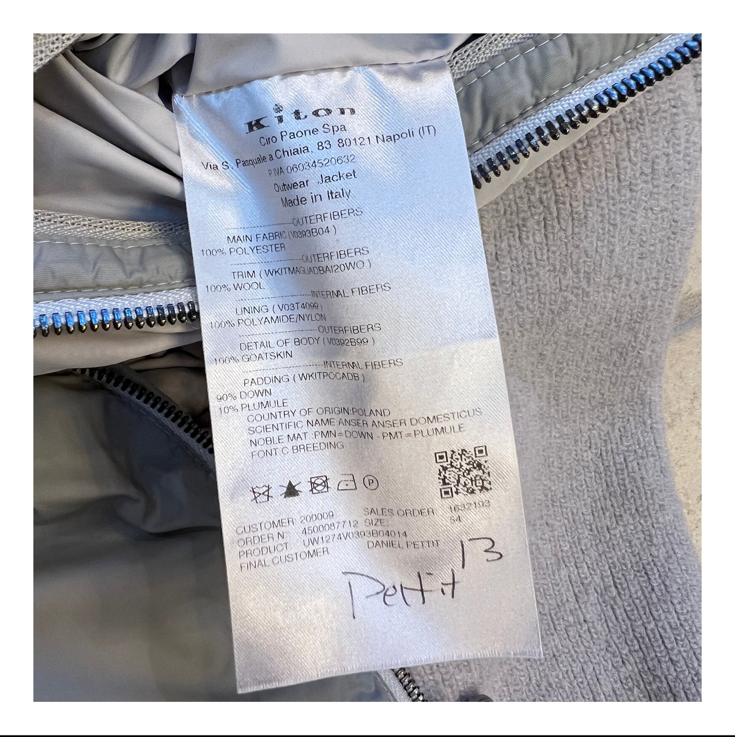 Kiton 2-in-1 Leather and Wool Down Puffer Jacket