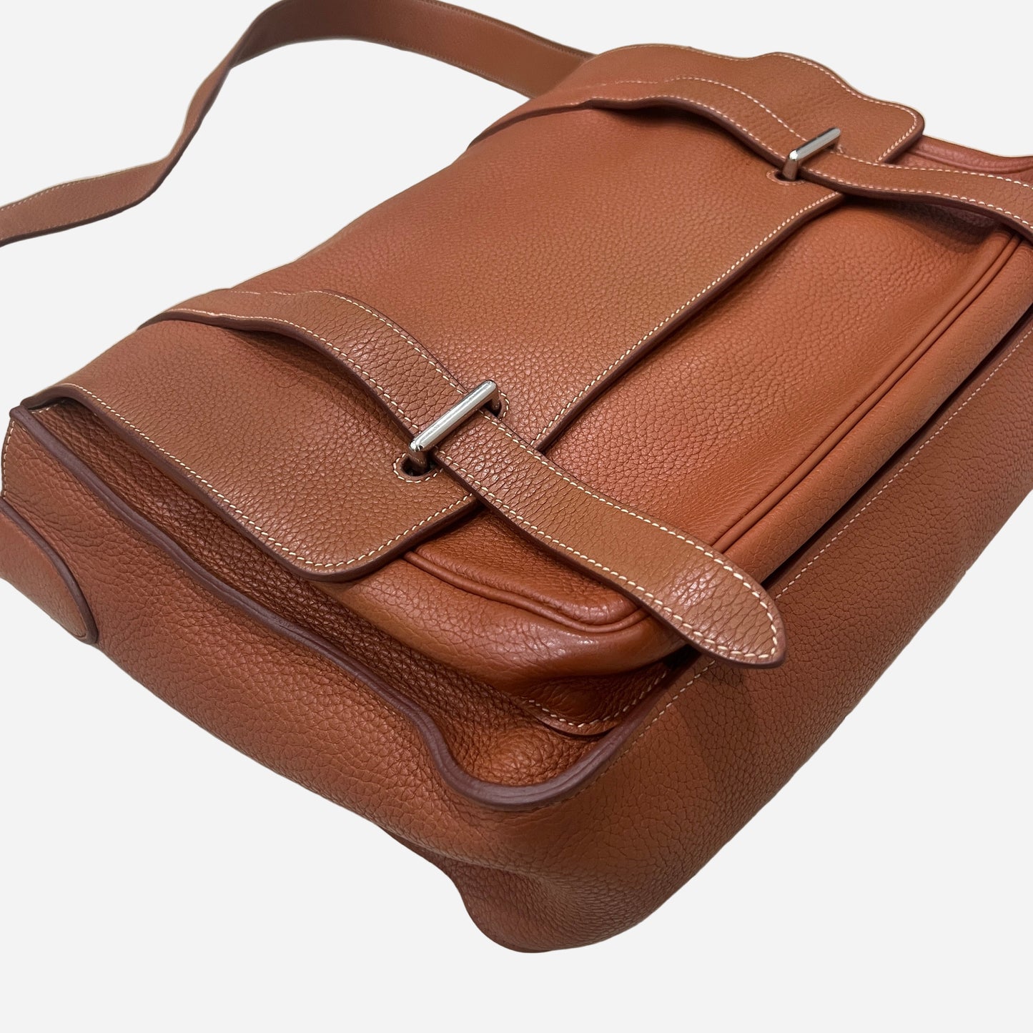 Hermes Clemence Leather Messenger Briefcase