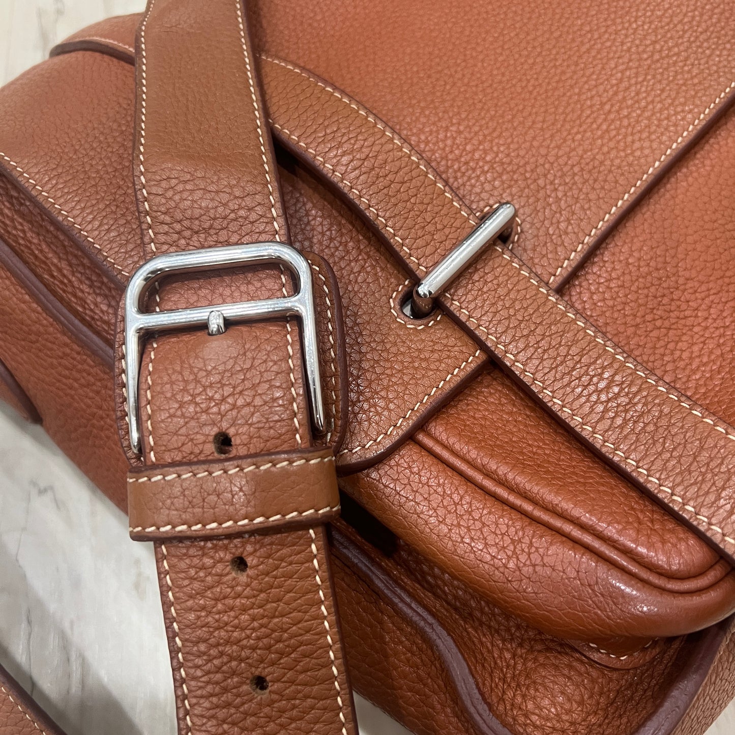 Hermes Clemence Leather Messenger Briefcase