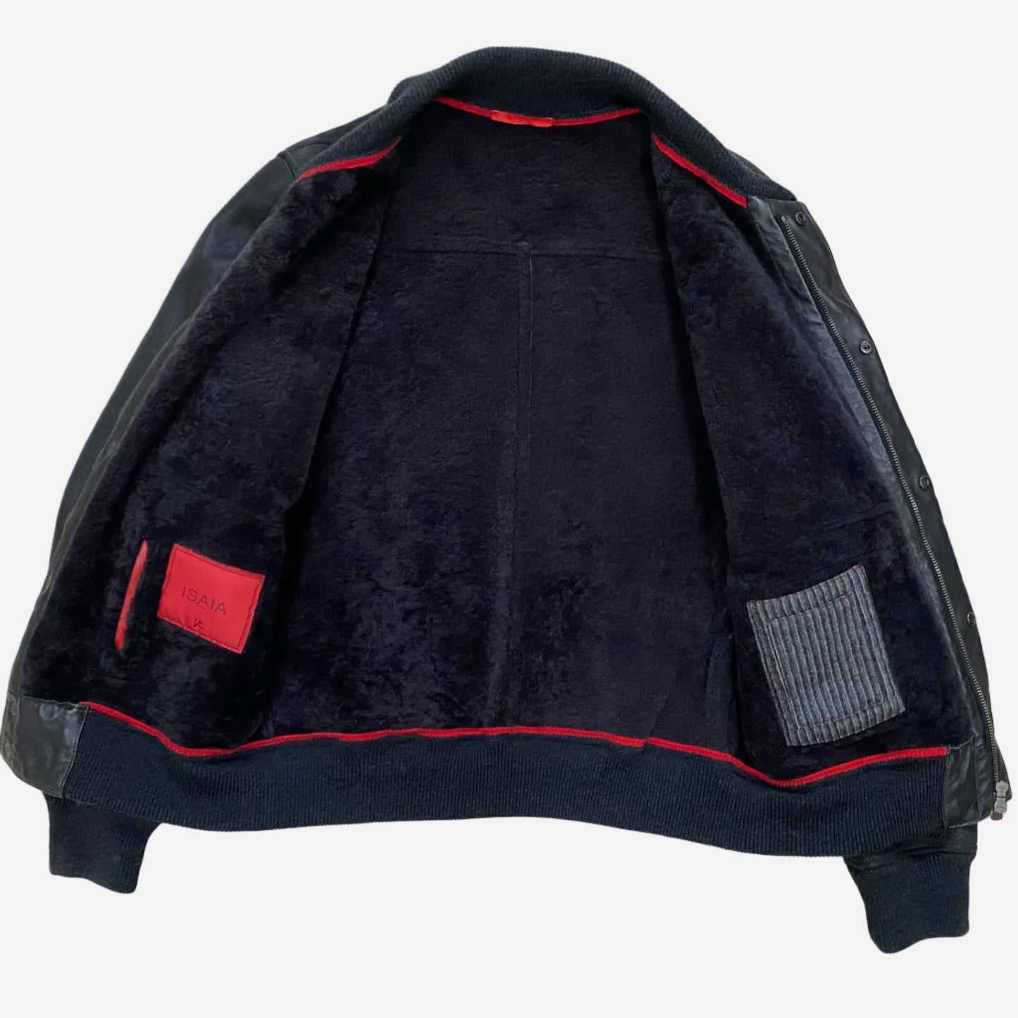 Isaia Shearling Leather Bomber Jacket
