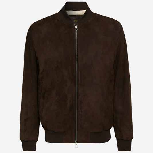 Loro Piana Brown Suede Ivy Bomber Jacket