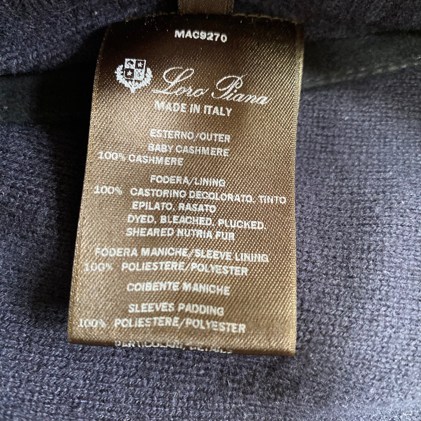 Loro Piana Baby Cashmere Castorino Fur Lined Jacket