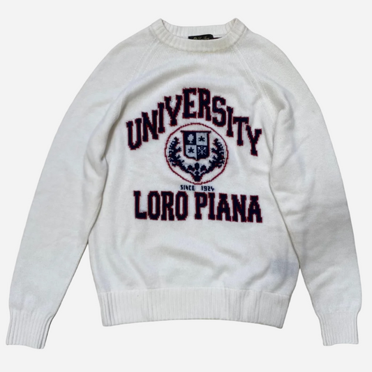 Loro Piana "University" Cashmere Intarsia Crewneck Sweater