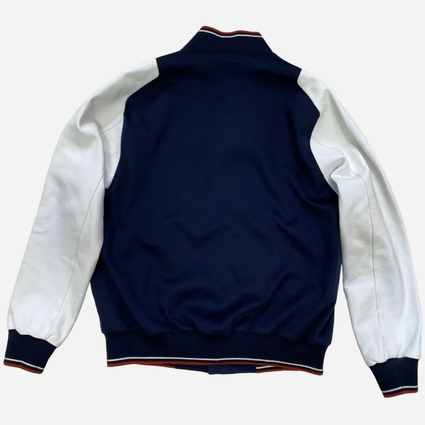 Loro Piana "University" Leather & Cashmere Varsity Bomber Jacket