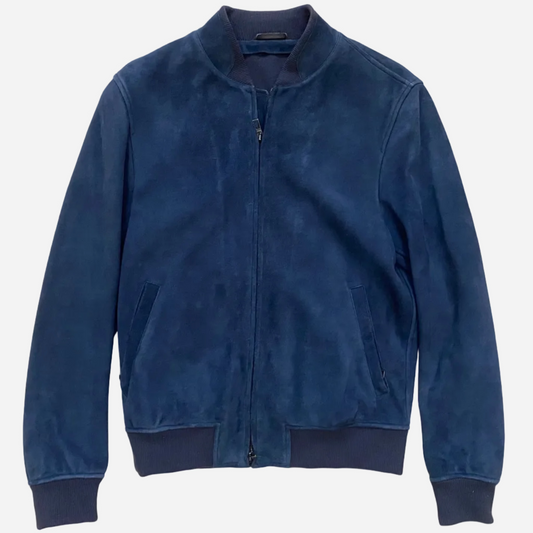 Loro Piana Reindeer Suede Bomber Jacket w/ Cashmere Lining