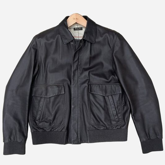 Loro Piana Calfskin Leather Bomber Jacket