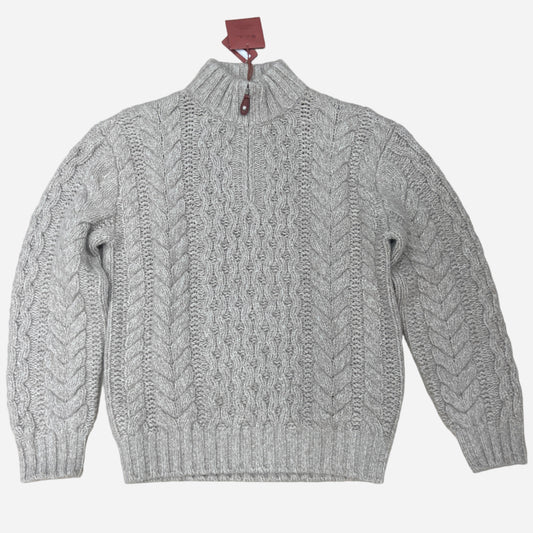 Loro Piana Valduggia Cable Knit 1/4 Zip Cashmere Sweater