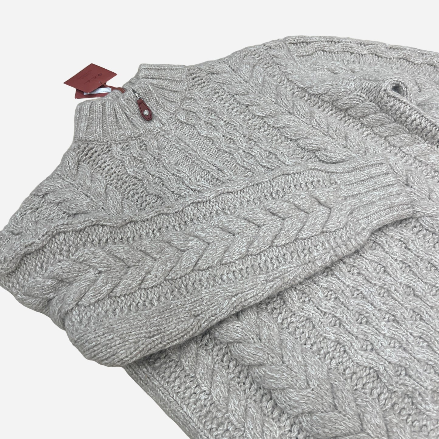 Loro Piana Valduggia Cable Knit 1/4 Zip Cashmere Sweater