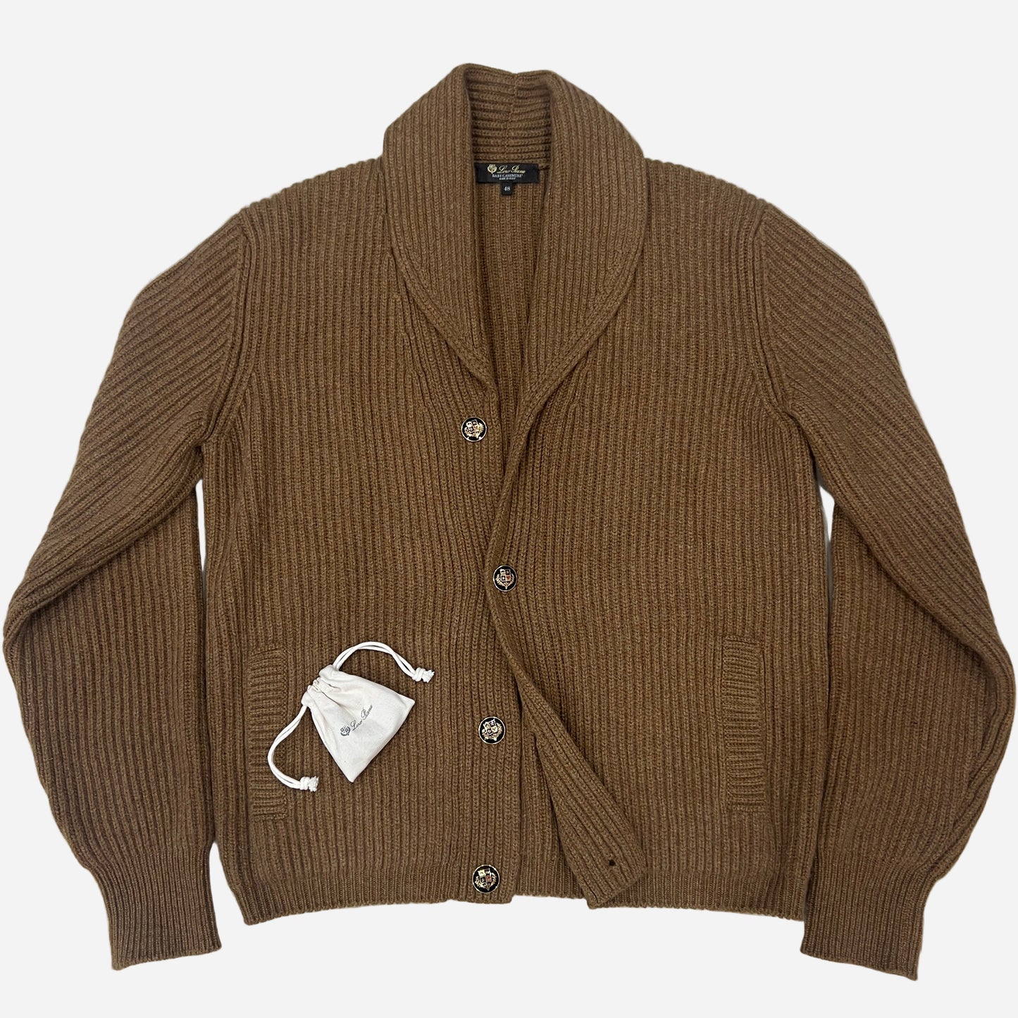 Loro Piana Fobello Baby Cashmere Cardigan w/enamel buttons