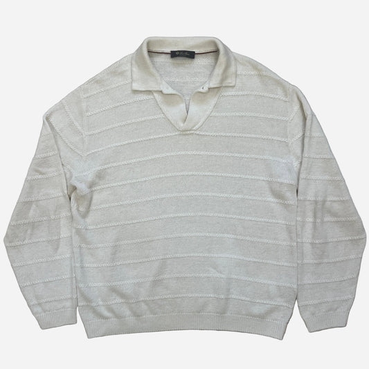 Loro Piana Linen Knit Collared Sweater