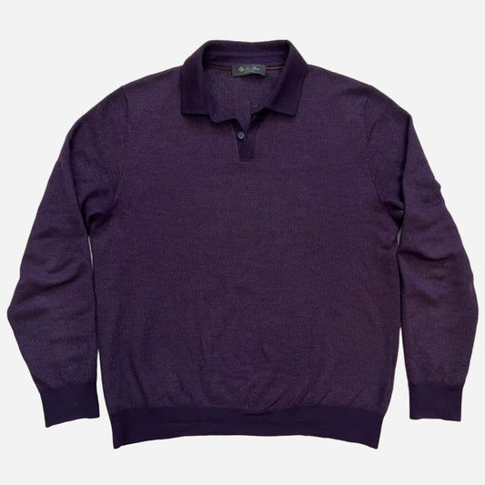 Loro Piana Cashmere Herringbone Knit Polo