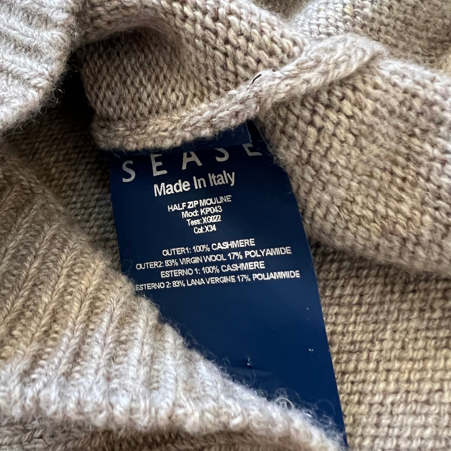 Sease Mouline Cashmere Half Zip Sweater