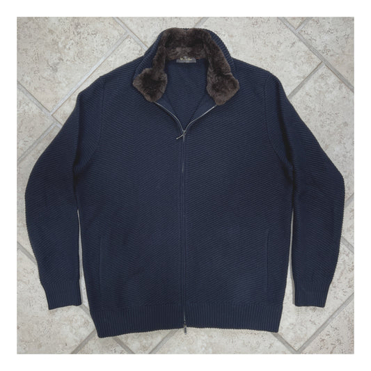 Loro Piana Cashmere Castorino Fur Trim Bomber Jacket