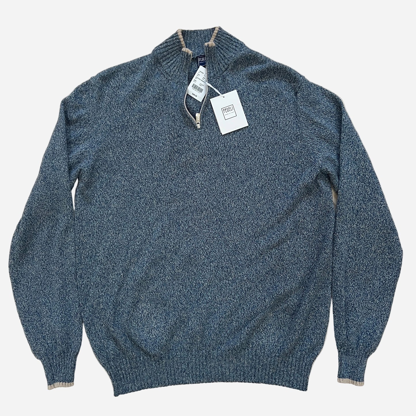Fedeli Linen Knit 1/4 Zip Sweater