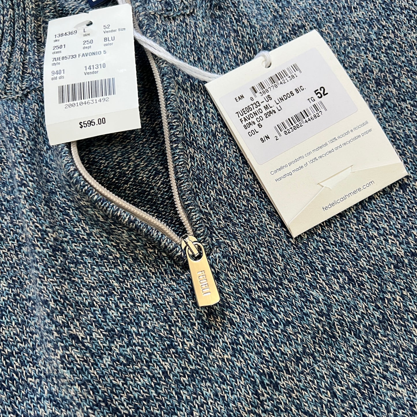 Fedeli Linen Knit 1/4 Zip Sweater