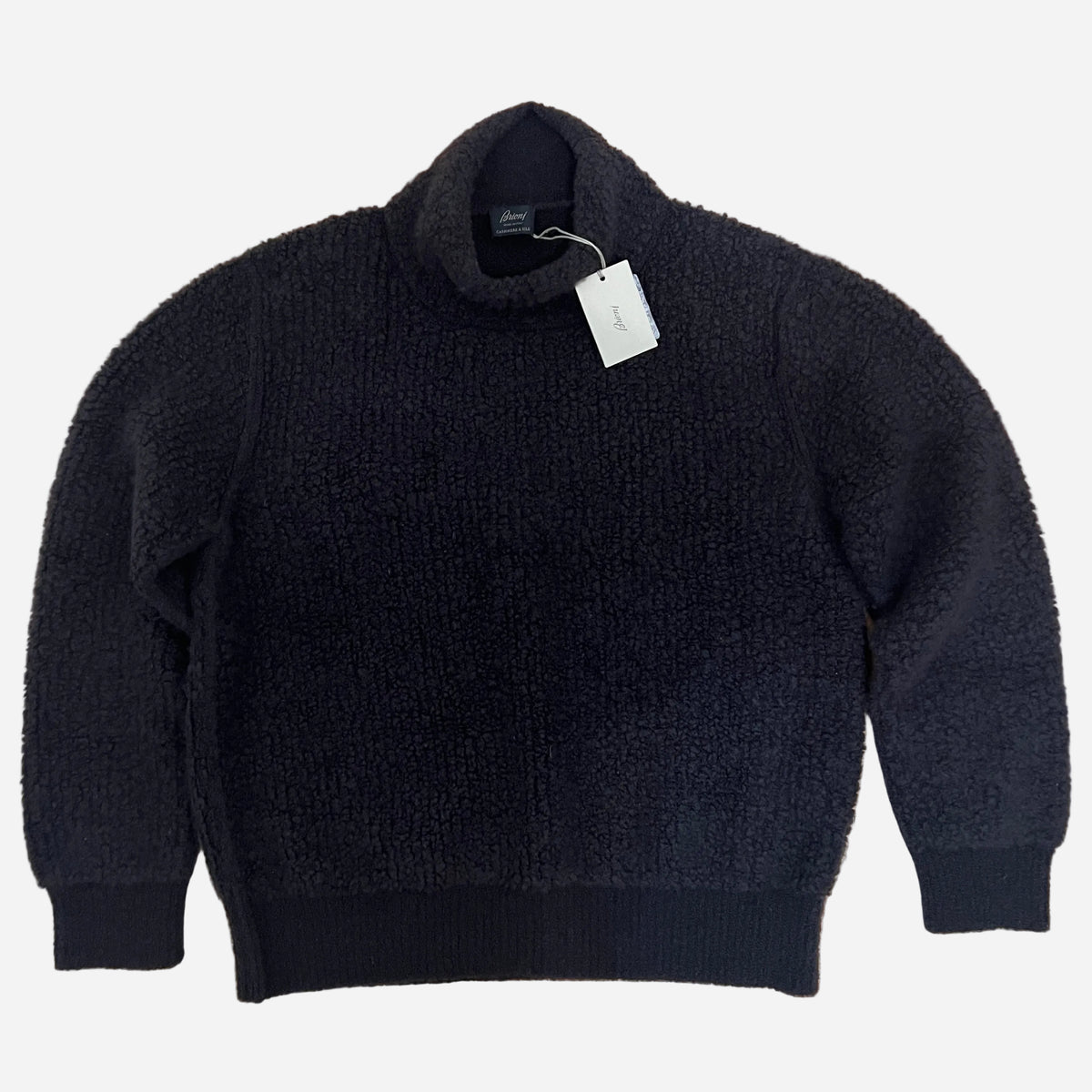 Brioni Cashmere Silk Boulce Mock Neck Sweater