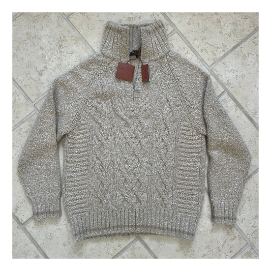 Loro Piana “Snow Wander” Cashmere Cable-knit 1/4 Zip Sweater