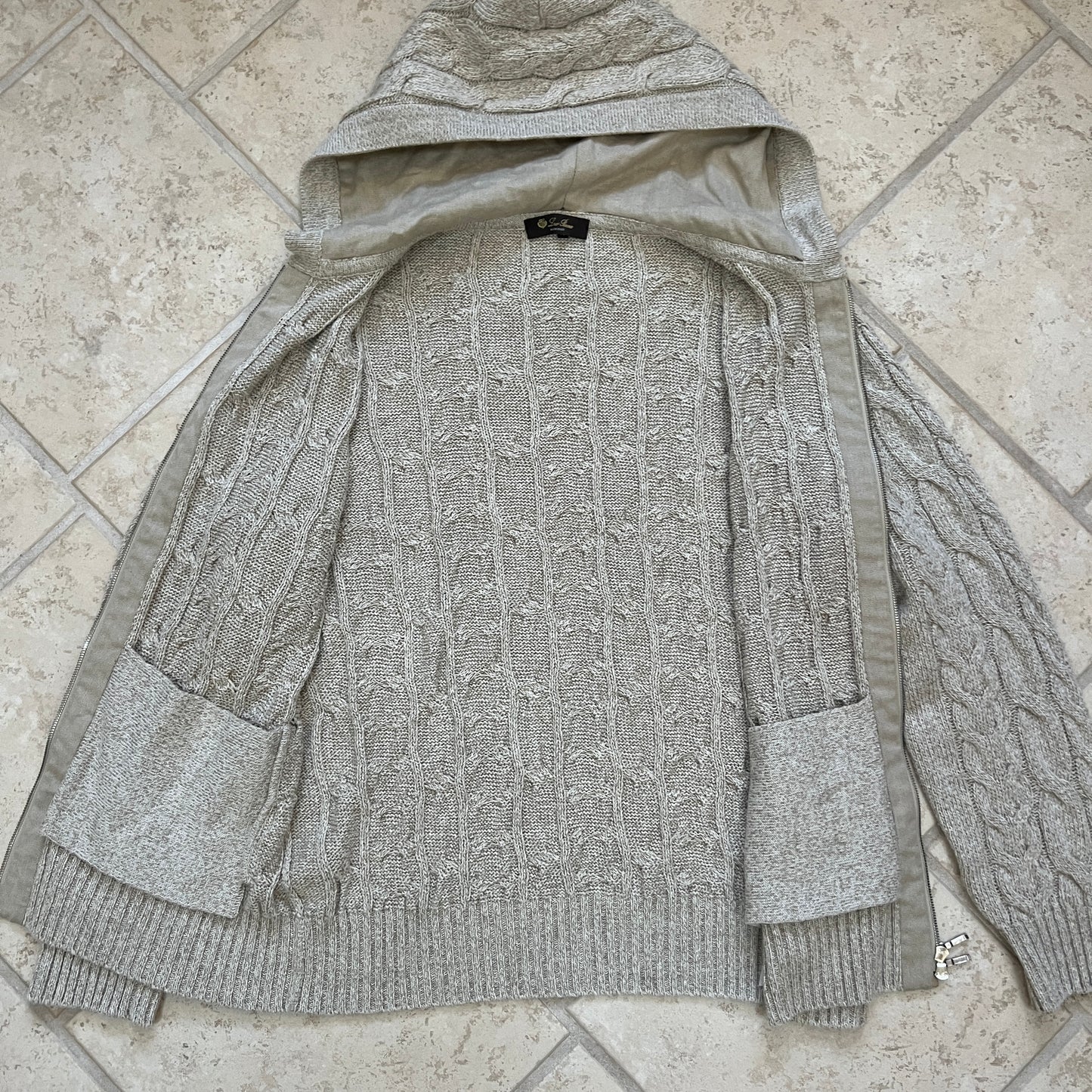 Loro Piana Cable Knit Hooded Sweater