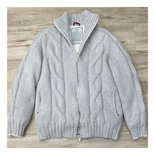 Brunello Cucinelli Cashmere Cable Knit Bomber Jacket