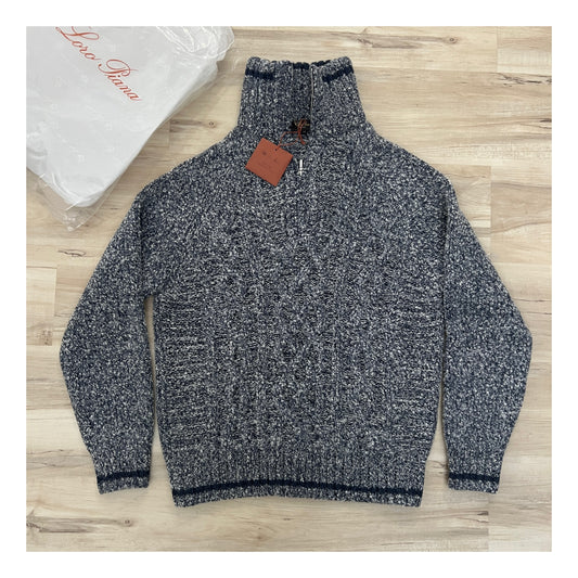 Loro Piana “Snow Wander” Cashmere Cable-knit 1/4 Zip Sweater