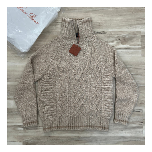 Loro Piana “Snow Wander” Cashmere Cable-knit 1/4 Zip Sweater