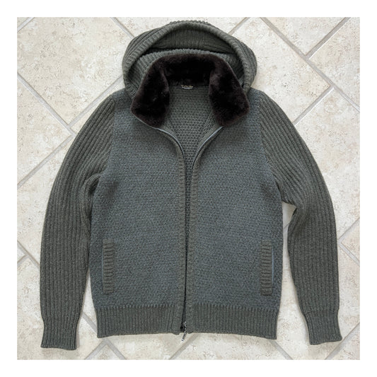 Loro Piana Baby Cashmere Castorino Fur hooded Jacket