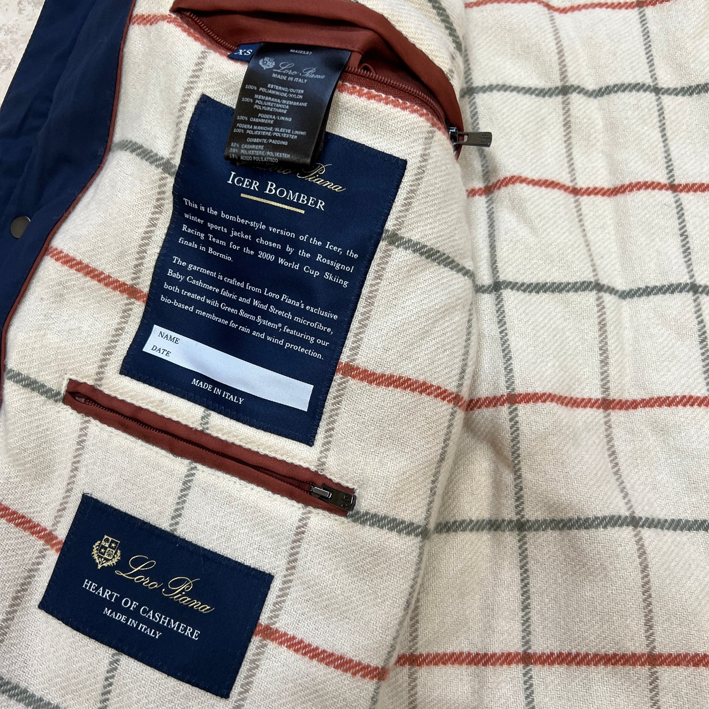 Loro Piana Cashmere Icer Bomber Jacket