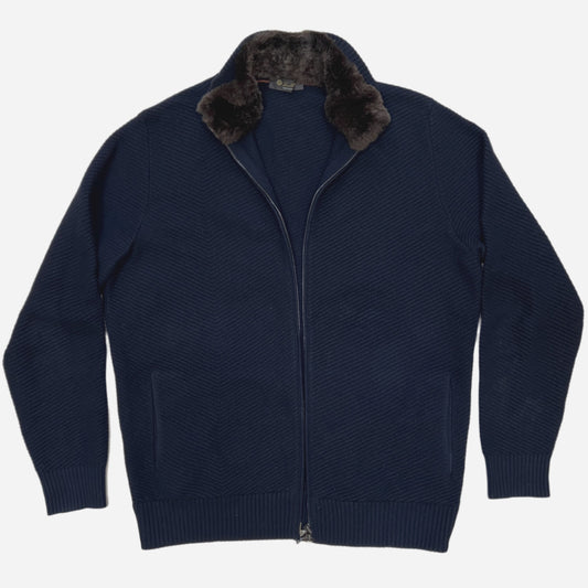 Loro Piana Cashmere Castorino Fur Trim Bomber Jacket