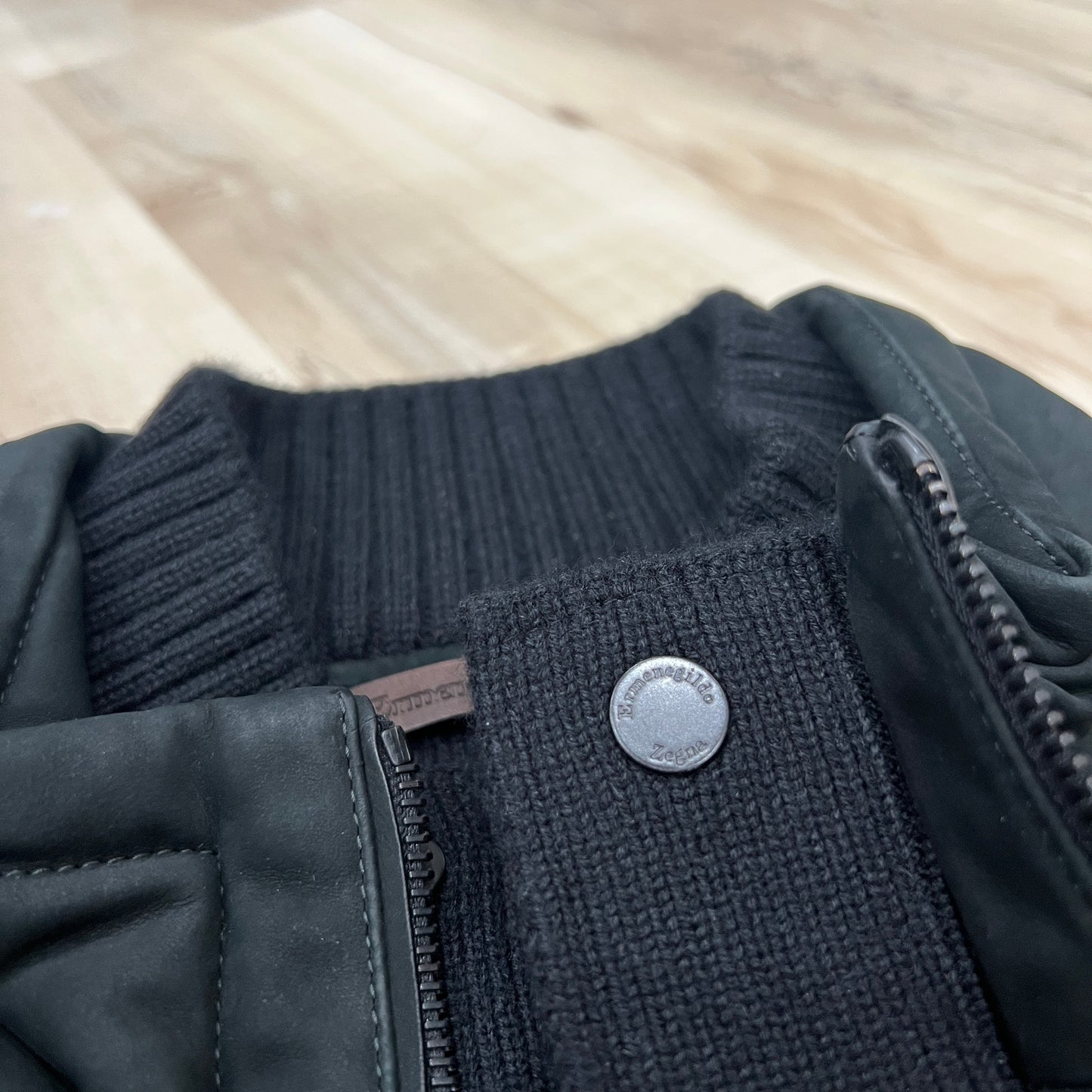 Zegna Leather / Cashmere Hybrid Down Jacket