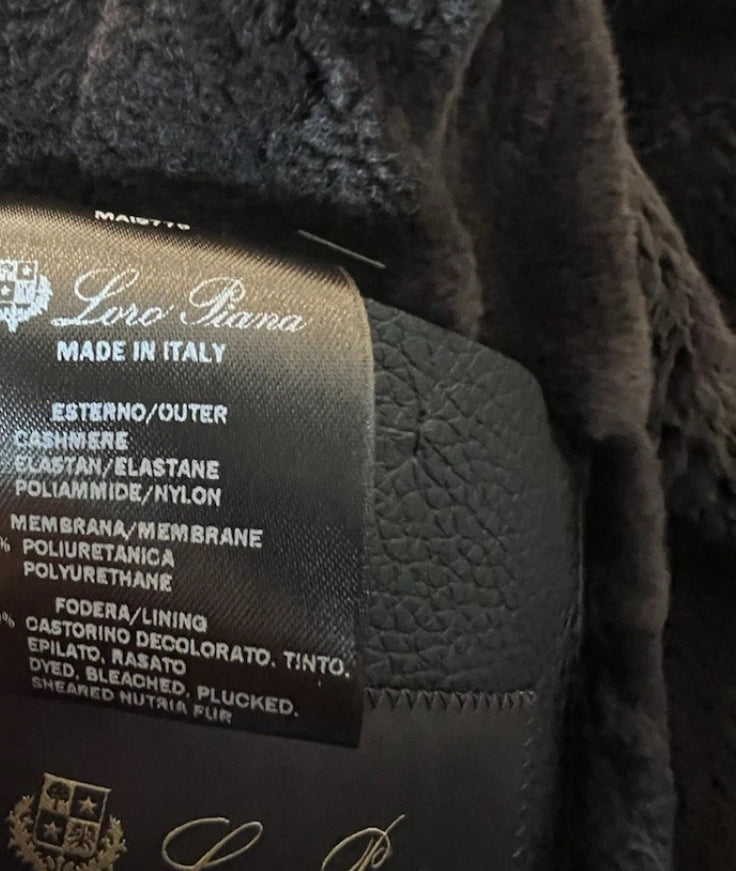 Loro Piana Hooded Castorino Fur Bomber Jacket, XL