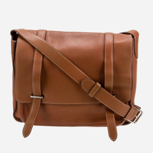 Hermes Clemence Leather Messenger Briefcase