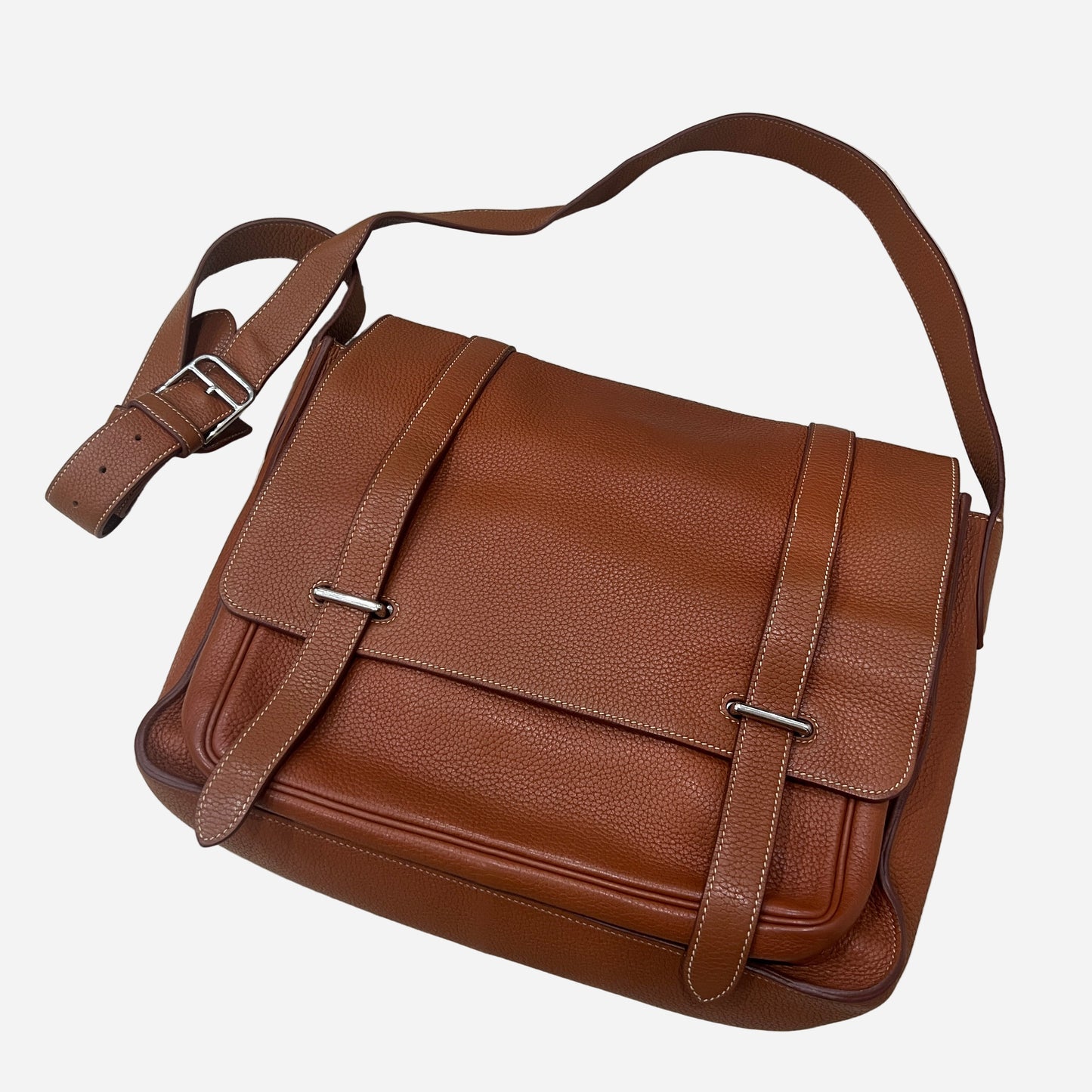 Hermes Clemence Leather Messenger Briefcase