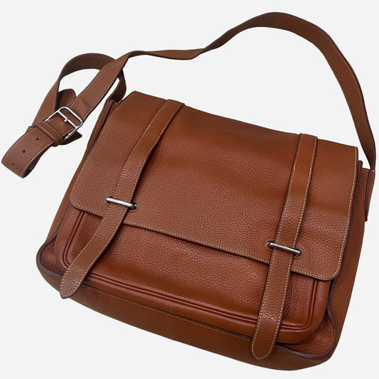 Hermes Clemence Leather Messenger Briefcase
