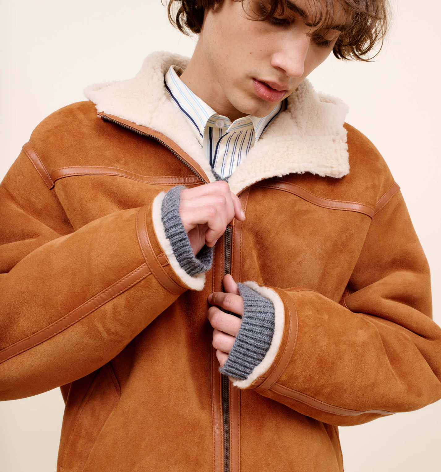 The Elder Statesman Shearling Hooded Jacket