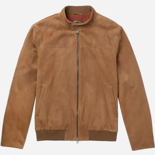 Loro Piana Brown Suede Bomber Jacket