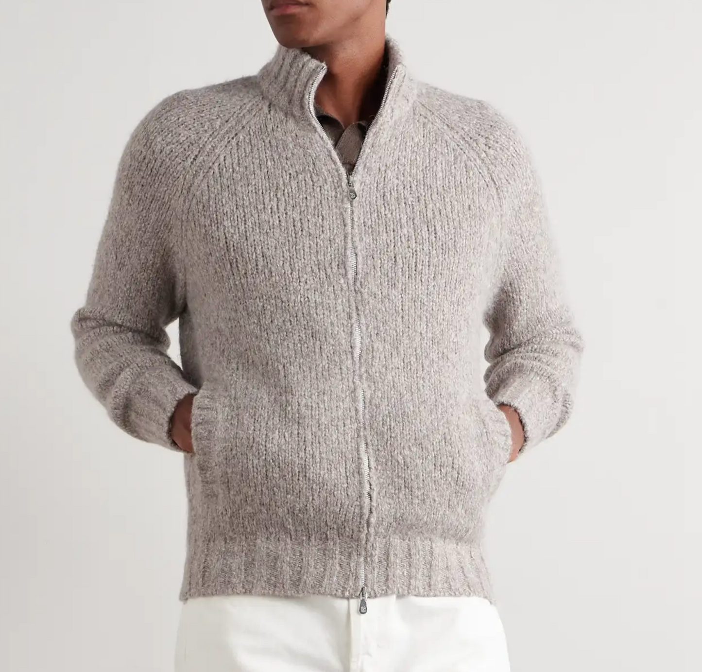 Brunello Cucinelli Knit Alpaca Zip Jacket