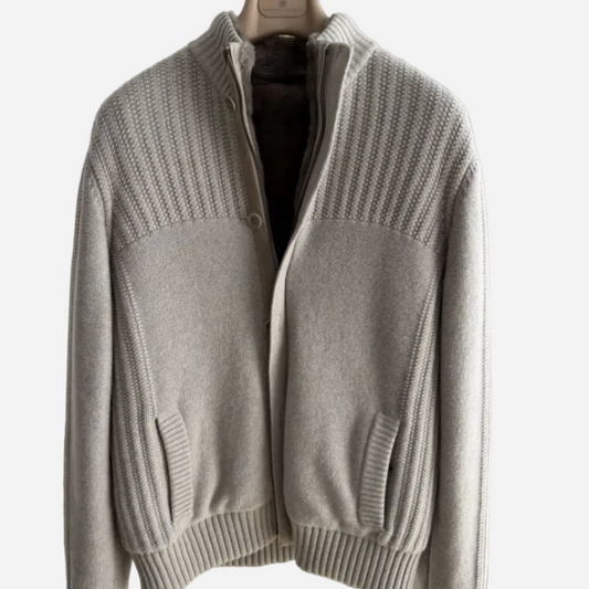 Loro Piana Castorino Fur Lined Baby Cashmere Bomber Jacket
