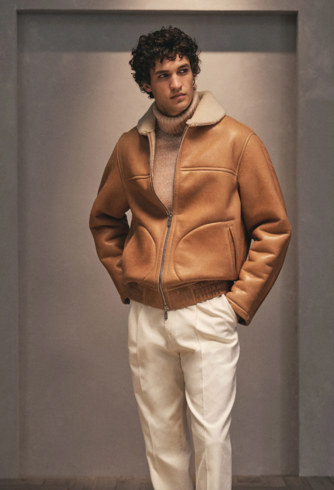 Brunello Cucinelli Aviator Shearling Bomber Jacket