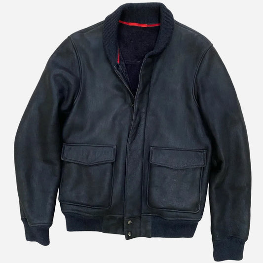 Isaia Shearling Leather Bomber Jacket